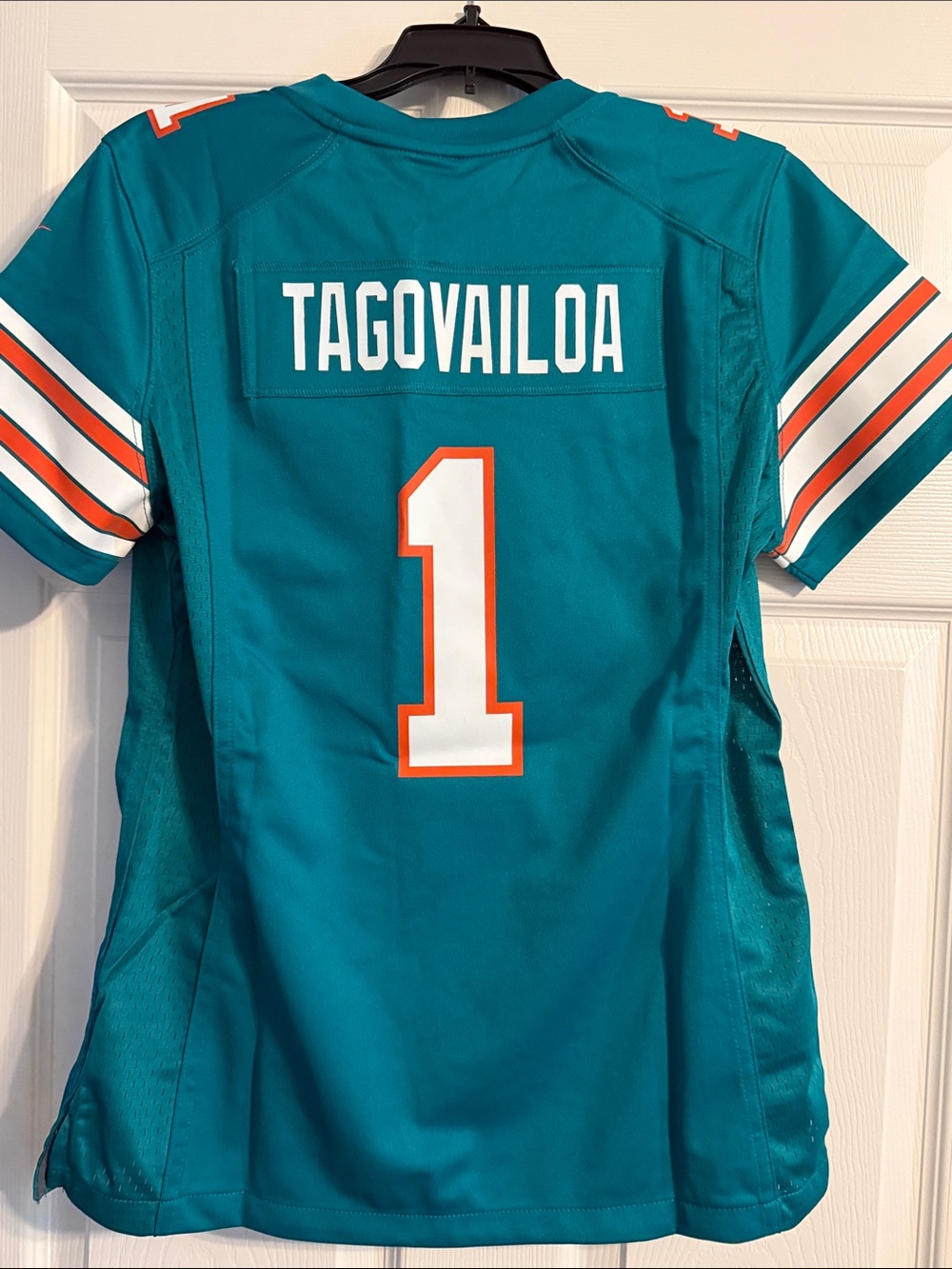 Nike Women's Miami Dolphins Teal Football Jersey with White and Orange Accents - Picture 4 of 5